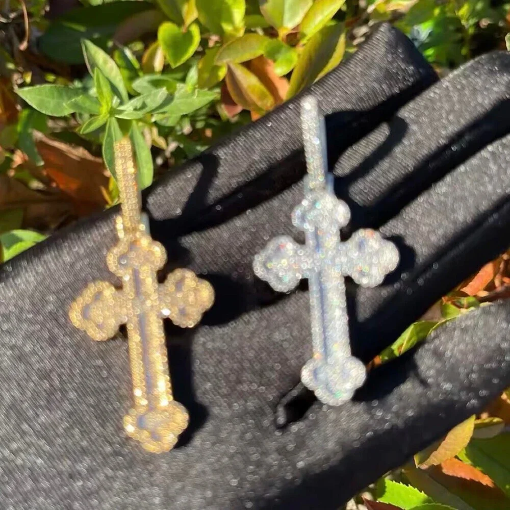 Silver Iced Tennis Cross Necklace 20inch